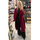 LONG OVERSIZE COAT WITH BELT IN BURGUNDY