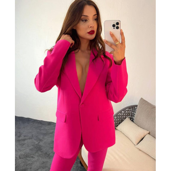 JACKET IN FUCHSIA WITH ONE BUTTON