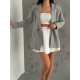 LINEN OVERSIZE JACKET - GRAY