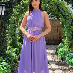 DRESS IN LILAC COLOR WITH BELT