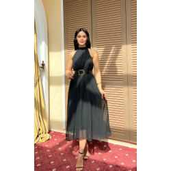 BLACK DRESS WITH BELT