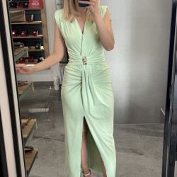 DRESS WITH RIP IN GREEN