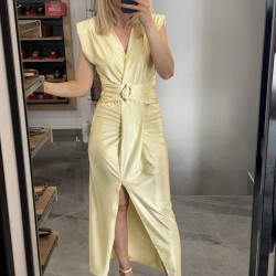 DRESS WITH RIP IN YELLOW