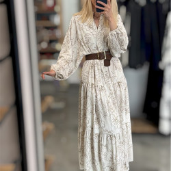 BEIGE LINEN SKIRT DRESS
