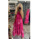 LONG WIDE LINED DRESS - PINK