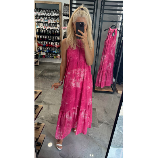 LONG WIDE LINED DRESS - PINK