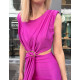 MONOCHROME DRESS WITH OPENING AT THE WAIST - FUCHSIA