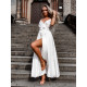 SATIN LONG DRESS WITH TIE - WHITE