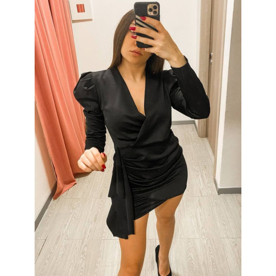 DRAPE SHORT DRESS IN BLACK