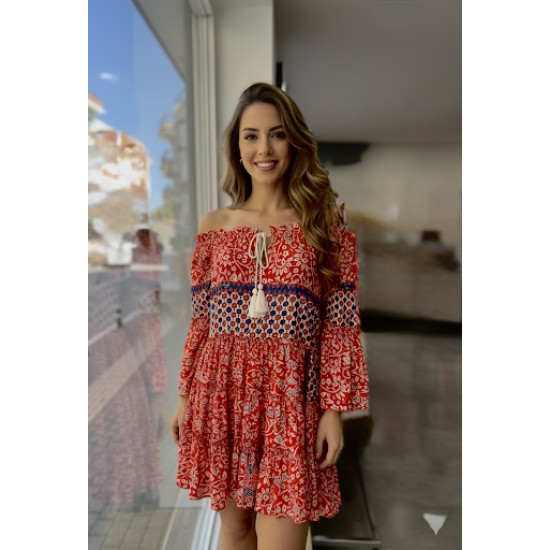 ΕΜΠΡΙΜΕ BOHO ΦΟΡΕΜΑ ΣΕ ΚΟΚΚΙΝΟ