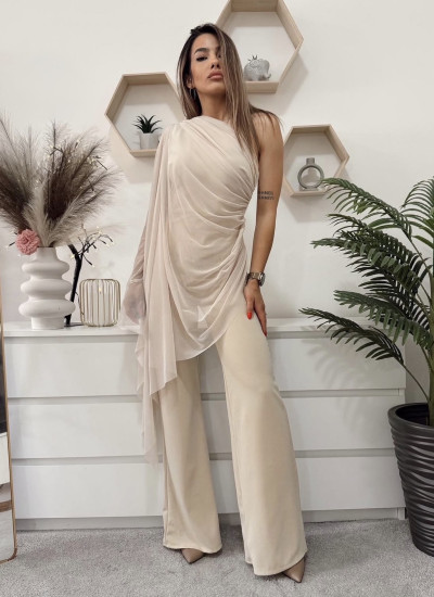 BEIGE TULLE JUMPSUIT
