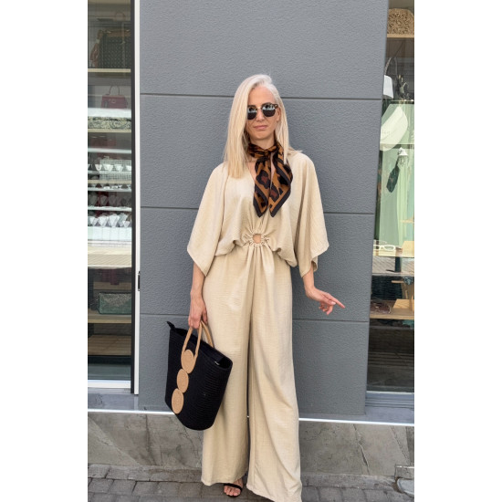 BEIGE LINEN JUMPSUIT