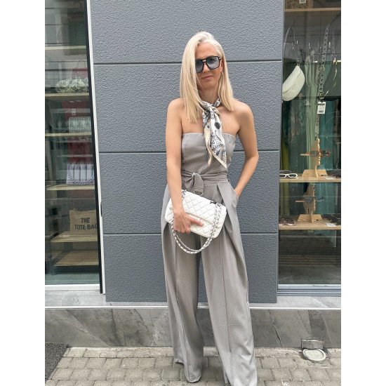 ONE-SIZE SUIT WITH ELASTIC BACK IN GREY
