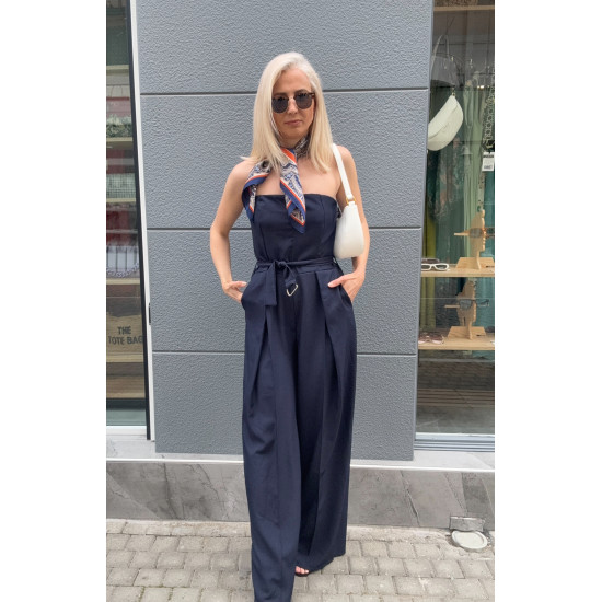 ONE-SIZE JUMPSUIT WITH ELASTIC BACK IN DARK BLUE