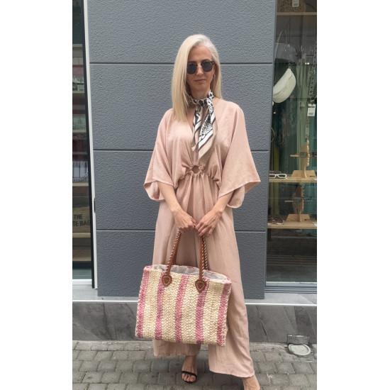 LINEN ONE-SIZE JUMPSUIT IN LIGHT PINK