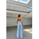 JEANS JUMPSUIT WITH COLLAR AND BACK OPENING