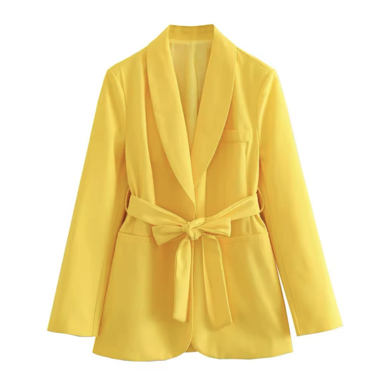 SUIT SET WITH BELT IN YELLOW