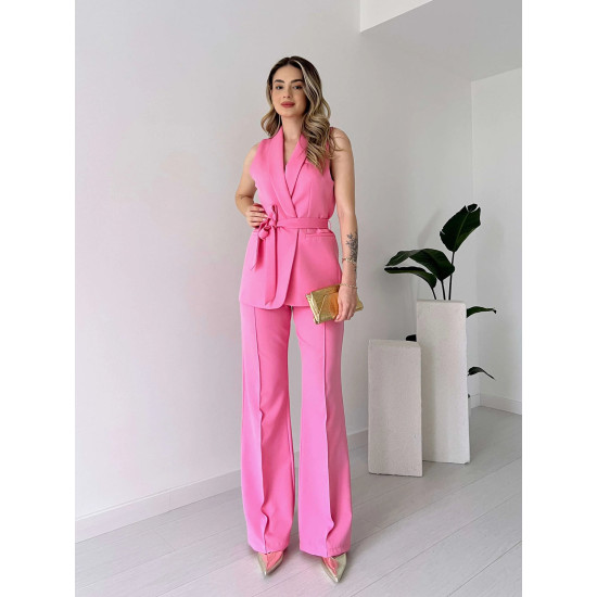 SLEEVELESS SET WITH BELT - PINK