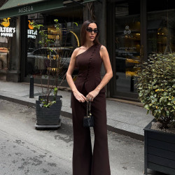 BROWN PANTS AND BLOUSE SET