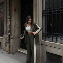 KHAKHI SIDE STRIPE SUIT SET