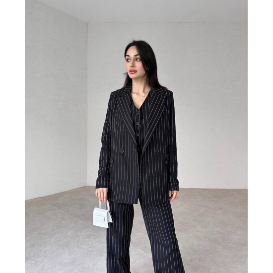SUIT SET WITH VEST IN BLACK