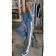 SET OF OVERALLS IN BLUE WITH CROP BLOUSE WITH SIDE STRIPES AND BUTTONS