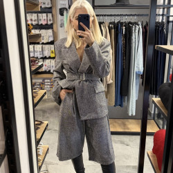 Gray suit with zip-up pants