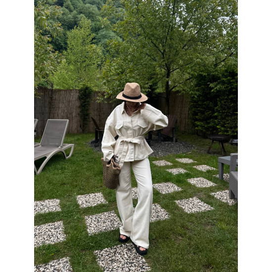 DENIM ΣΕΤ ΛΕΥΚΟ ΣΕ OVERSIZE ΓΡΑΜΜΗ