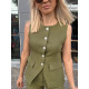 SUIT SET WITH VEST AND SPECIAL BUTTONS - KHAKI