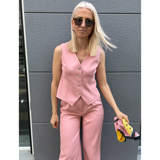 SUIT SET WITH VEST IN LIGHT PINK