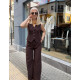 SUIT SET WITH VEST IN BROWN