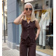 SUIT SET WITH VEST IN BROWN