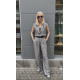 LINEN SET WITH VEST - GREY