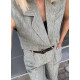 LINEN SET WITH VEST - KHAKI