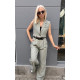 LINEN SET WITH VEST - KHAKI