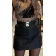 BLACK LEATHER SHORTS SKIRT WITH BELT