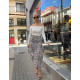 HIGH WAIST SATIN SKIRT IN WHITE LEOPARD