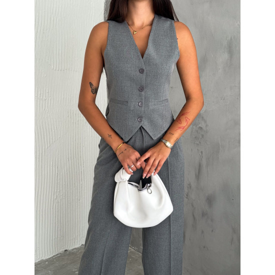 FABRIC VEST IN CLASSIC LINE - DARK GRAY