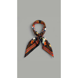 SILK SCARF IN BLACK - RED