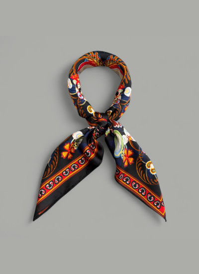 SILK SCARF IN BLACK - RED