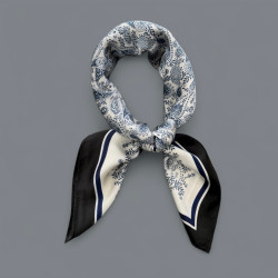 SILK SCARF IN BLUE - BLACK
